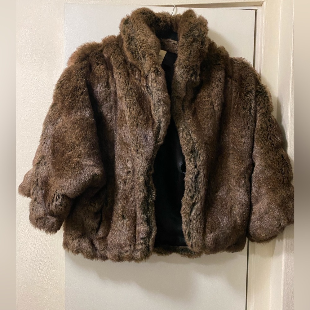 Faux fur waist length jacket